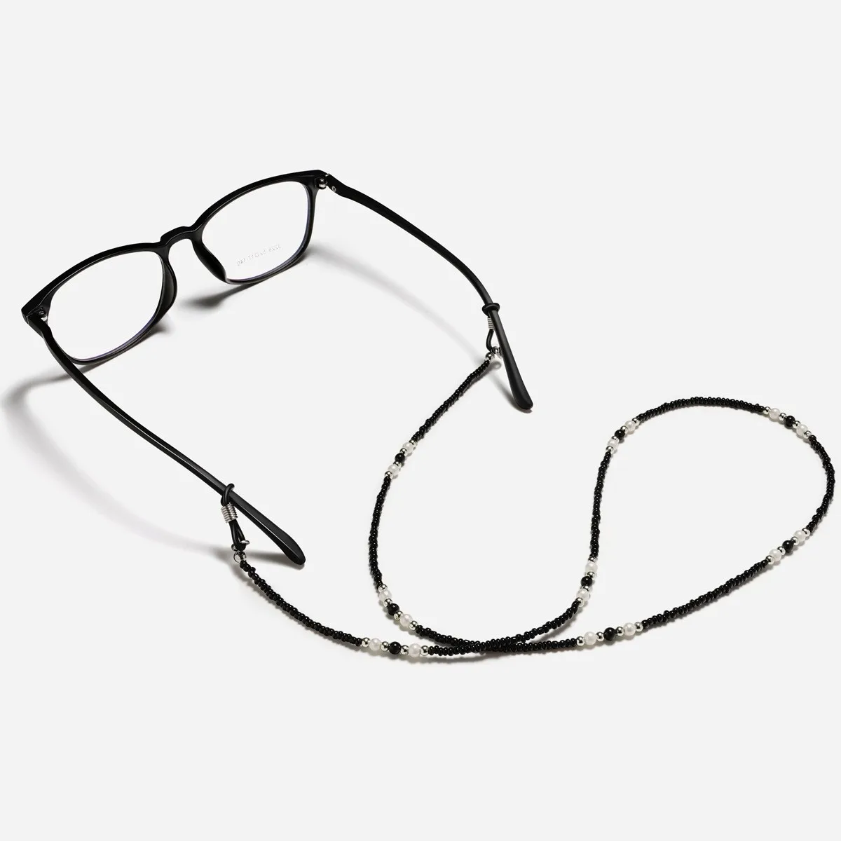 Retro Black Beaded Glasses Chain Anti Slip Sunglasses Reading Glasses Lanyard Strap Acrylic Mask Face Covering Eyewear Retainer