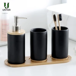 UNTIOR-Cerâmica Banheiro Acessórios Set, Moda, Saboneteira, Suporte Escova, Tumbler, Household Product, 3Pcs