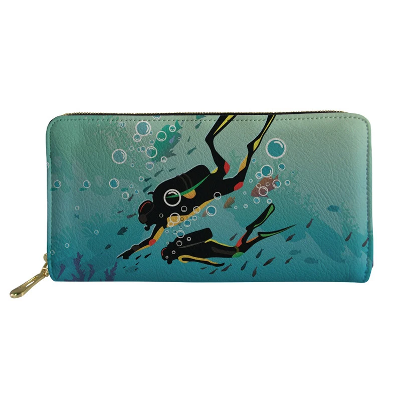 

Zipper Design Clutch Purse For Woman Scuba Diving Printing Women Wallet Ladies Phone Holder Card Holder Purse