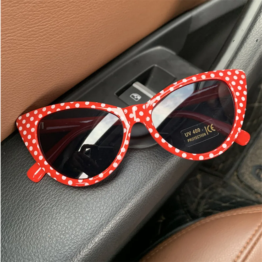 Evove Dot Sonnenbrille Frauen Cat Eye Sonnenbrille für Weibliche Damen Mode Cateye Schattierungen Schwarz Rot Weiß