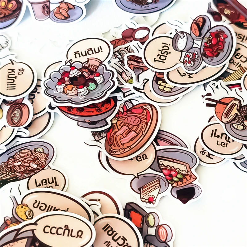 Stickers 40pcs Cute Food Package Hand Books Cartoon Diary Creative Diy Tiny Translucent DIY Craft Photo Albums