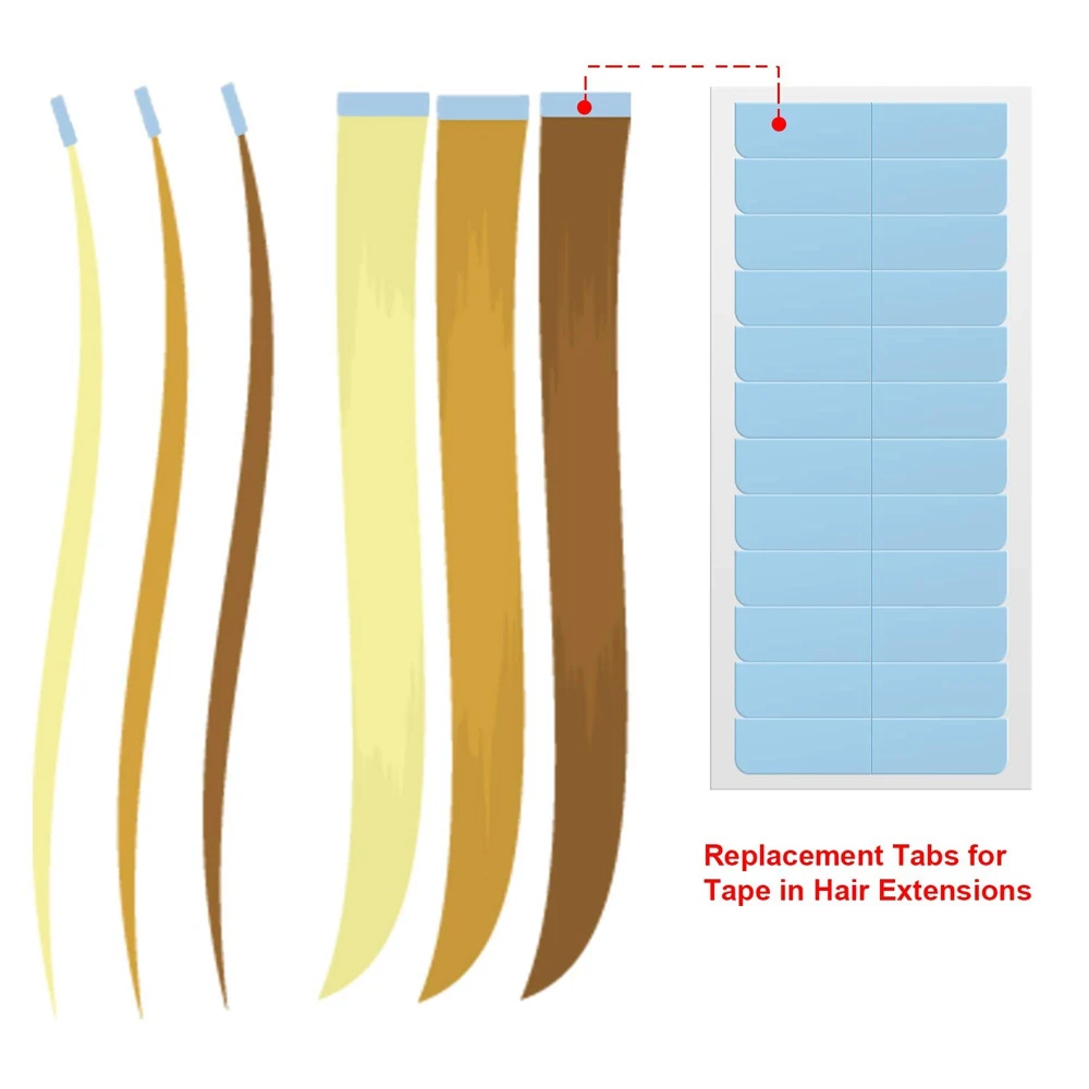 양면 접착 테이프 레이스 전면 방수 교체 테이프 머리카락 확장 접착제에 파란색 테이프 탭 스트립