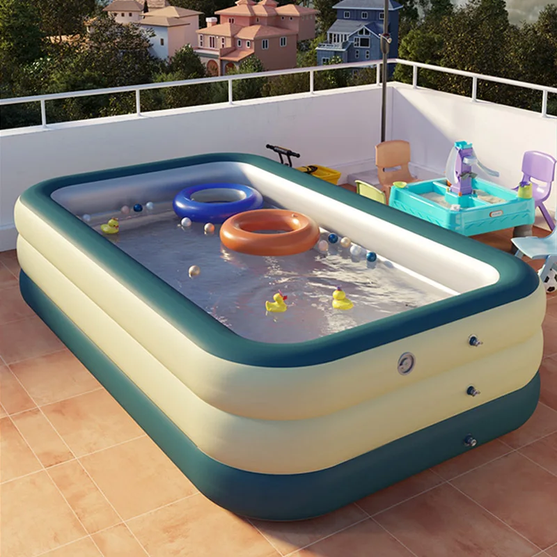 

Rectangular Inflatable Swimming Pool Thicken Large Children's Paddling Pool Baby Kids Adult Family Summer Outdoor Bathing Tub