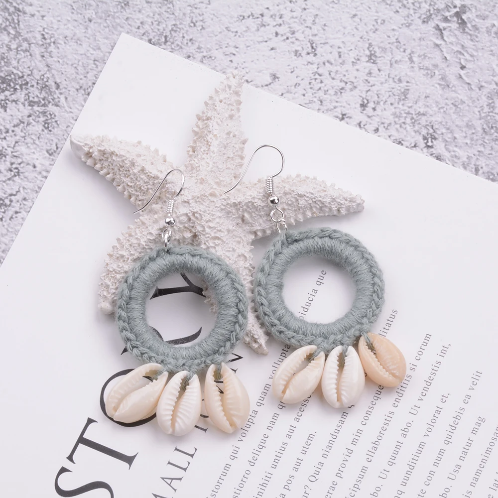 1Pair/2pcs Originale di Nuovo Modo di Boho Della Spiaggia di Borsette Crochet Orecchini Grande Cerchio Borsette Nappa Ciondola Gli Orecchini A Pendaglio Per delle donne