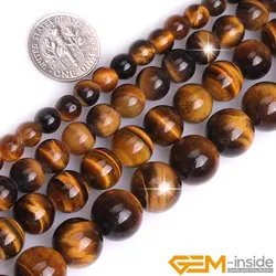 Natural Stone 2mm Big Hole Tiger Eye Round Beads For Jewelry Making Strand 15 inch DIY Bracelet Necklace Jewelry Loose Bead