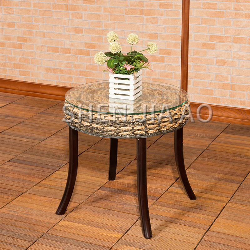 1PC Creative Casual Rattan Tea Table Hand-woven Rattan Coffee Table Home Decor Rattan Furniture Rattan Furniture Tea Table
