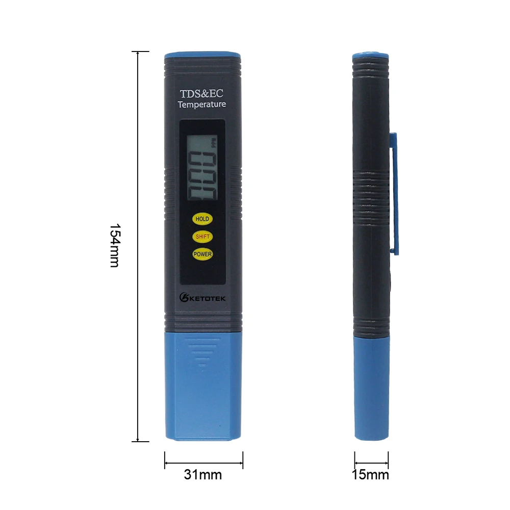 Ketotek Digital PH Meter Thermometer ATC TDS&EC Temperature Tester Celsius Fahrenheit degrees for Aquarium Pool Wine Urine Water