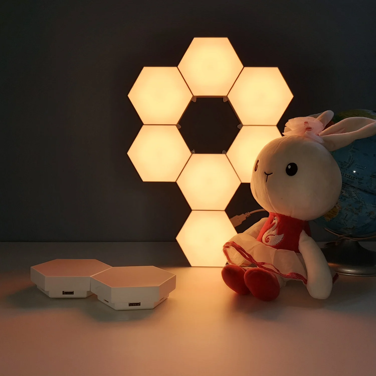 New Hexagon Wall Gaming Night Light for Bedroom Rgb Touch Sensor Indoor Home Desk Lamp Decorative Illuminares