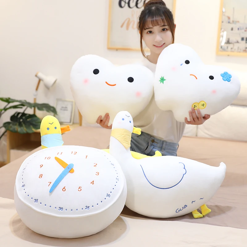 Creative Tooth Plush Toys Duck Pillows Cute Teeth Stuffed Doll Soft Sofa Clock Cushion Home Decoration Birthday Gift