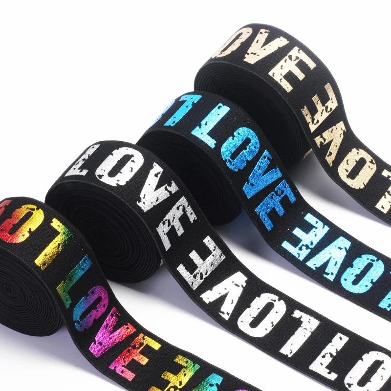 2/3/4cm Elastic Band Printing LOVE Rubber Webbing Classic Pattern Letter Love Elastic Belt for Clothing Trousers Sewing Supplies