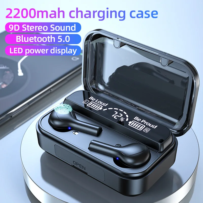 

TWS Bluetooth Earphones Wireless Headphon 2200mAh Charging Box Sports Waterproof Digital display Earbuds Headsets With Microphon