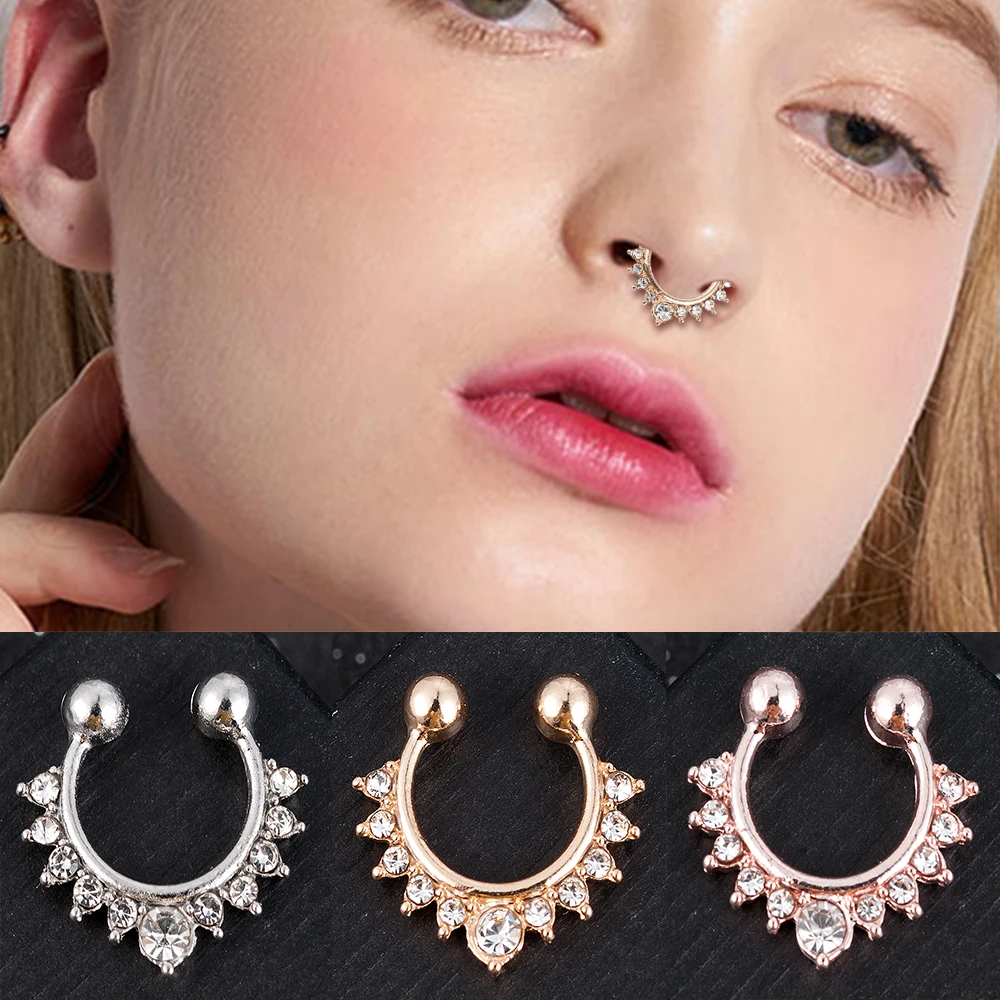 New Arrival Alloy Nose Hoop Nose Rings Body Piercing Jewelry Fake Septum Clicker Non Piercing Hanger Clip On Jewelry