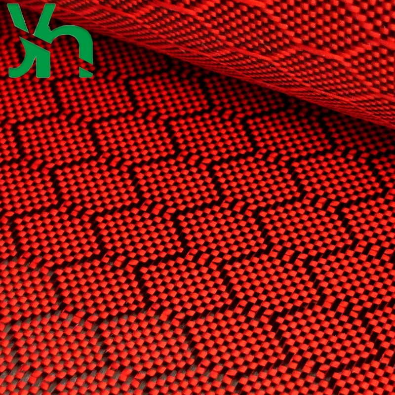 

3K240g red football pattern carbon fiber cloth, Carbon Fiber/Red Aramid Hybrid Fabric Honeycomb woven cloth /hexagon