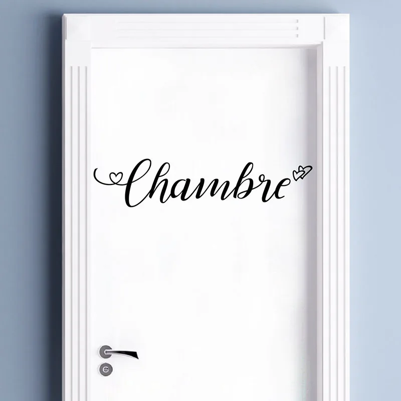 French Chambre In Love Door Sticker Decal Bedroom Sign Words Lettering Heart Door Decals Stickers Home Decor