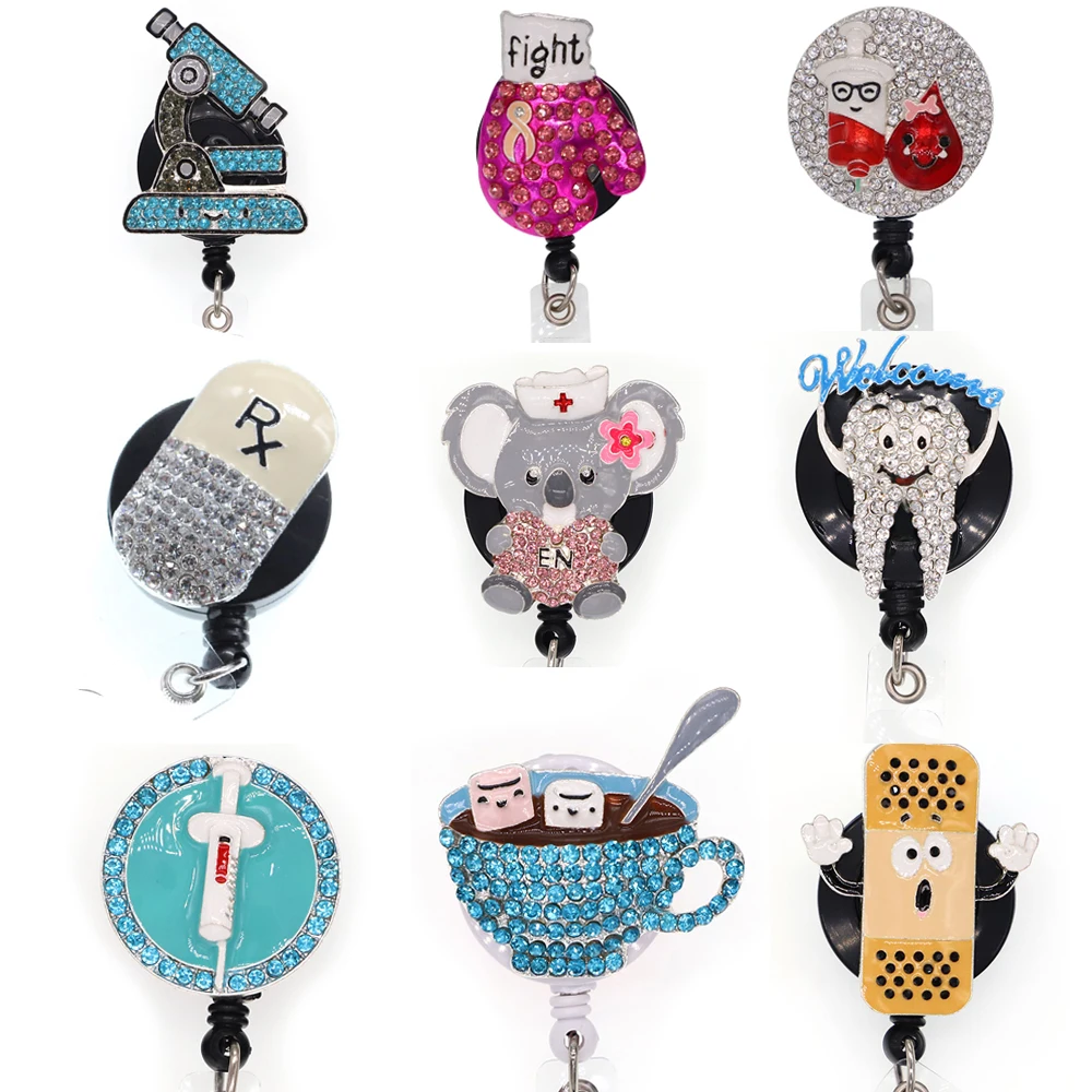 

Wholesale Doctor/nurse Rhinestone Retractable Id Badge Holder Reel