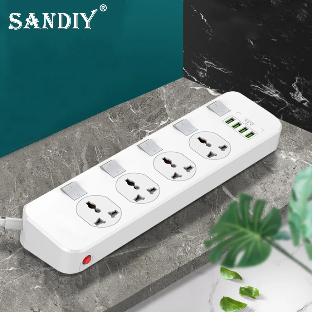 Universal Wiring Board Four Independent Switch 4USB Socket 2 Meters Creative Multi-Function Power Strip Socket