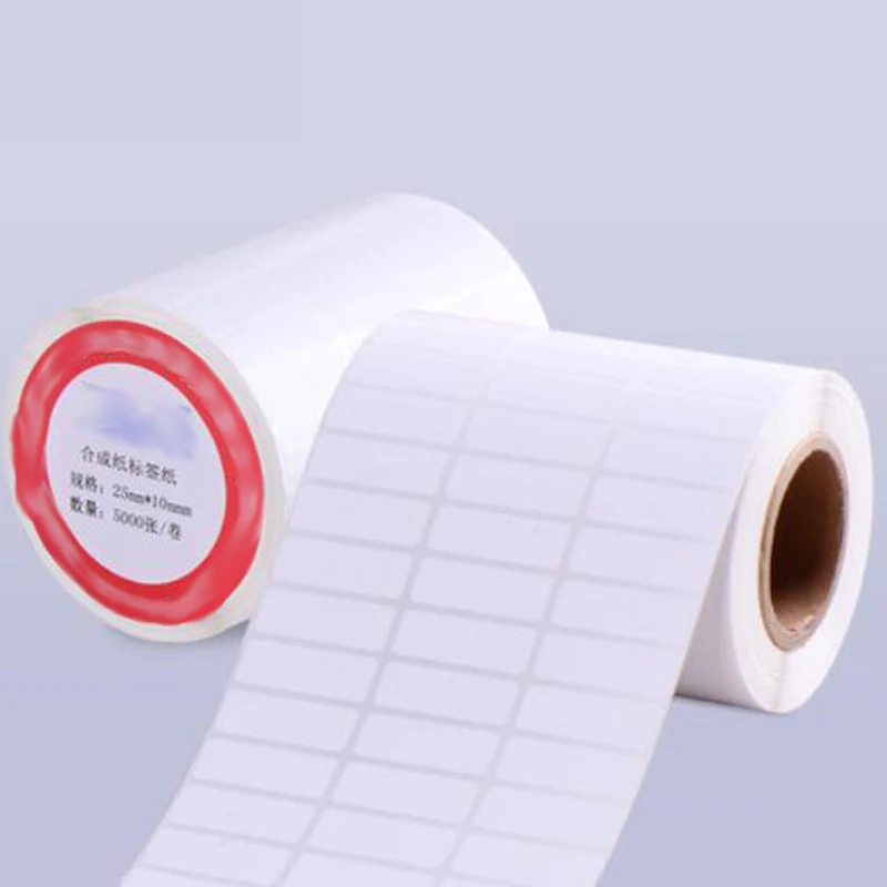 Wasserdichtes weißes pp Vinyl 35 40 45mm Breite Thermo transfer druck leere Barcode-Etiketten Klebe etiketten aufkleber – Detail 1
