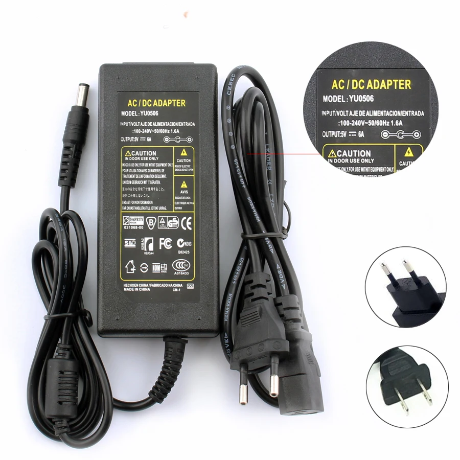 Voeding Eu Plug Uk Plug Dc 5V 12V 24 V 1A 2A 3A 5A 6A Voeding adapter Dc 5 12 24 V Volt Verlichting Led Strip Lamp