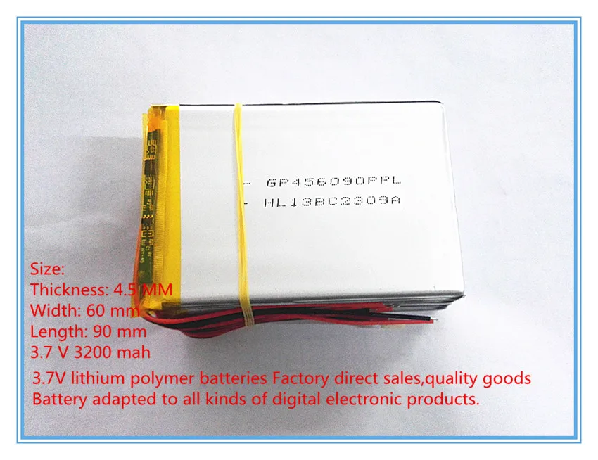 Размер 456090   3,7 В 3200 мАч 506090   Литий-полимерный аккумулятор с защитной платой для планшета V3000HD MP4 GPS DVD