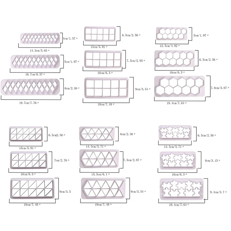 3 Pcs Geometry Grid Fondant Cookie Cutter Cake Mold Fondant Mold Fondant Cake Decorating Tools Baking Moulds