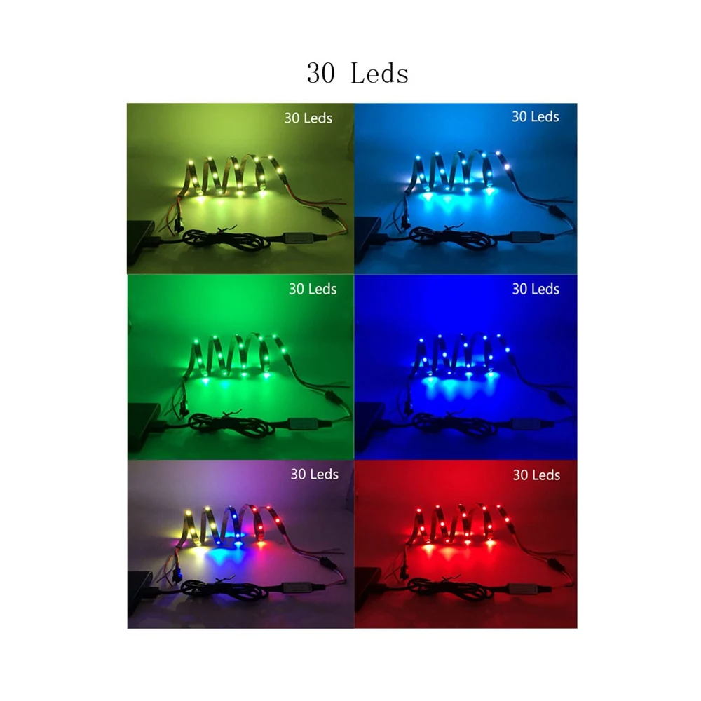 Tira de luces Led inteligente WS2812B, direccionable, RGB, resistente al agua, 30/60/144LED/píxeles, para decoración de dormitorio, DC5V