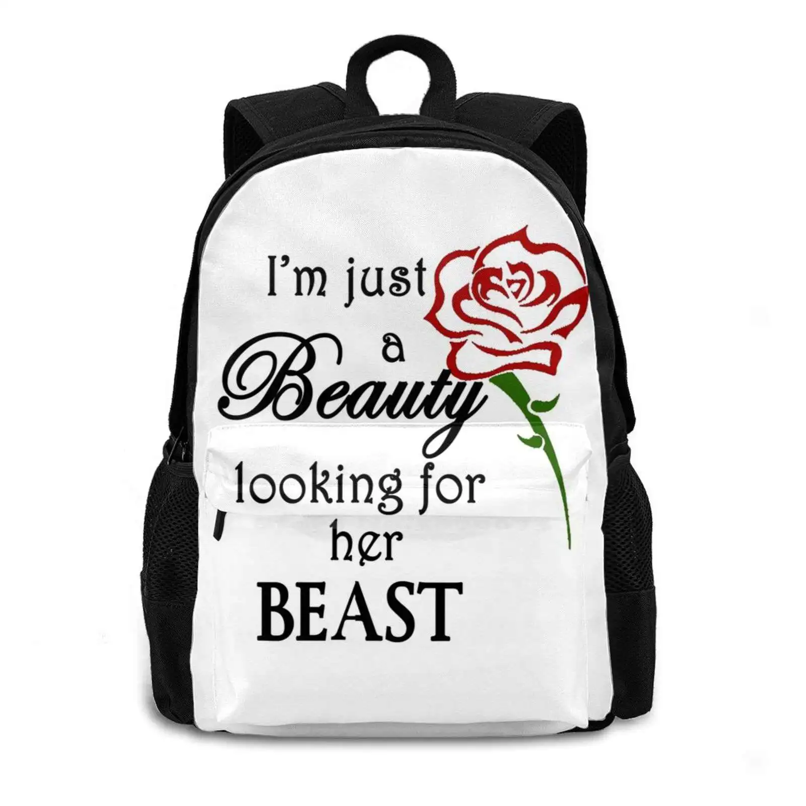 Beauty Looking For Her Beast School Bag Big Capacity Backpack Laptop Belle Beauty Looking For Best Valentines Day Romantic