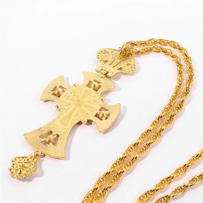 Men\'s Bible Verse Prayer CZ Necklace Christian Jewelry Orthodox Greek Pastor Cross Jesus Crucifix Medal Pendant Necklaces