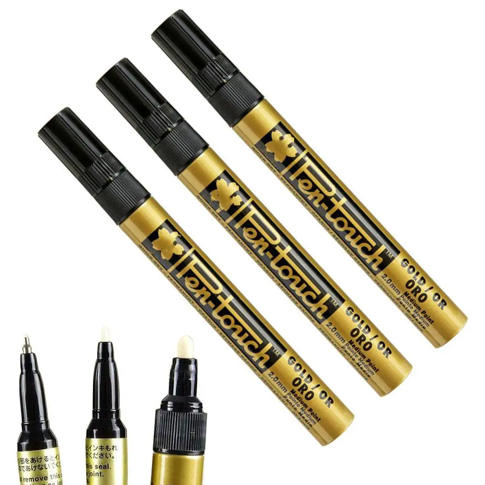 3Pcs Liquid Mirror Chrome Marker Gold Chrome Silver Model Gloss Paint Marker Pen for Automobile Accessories