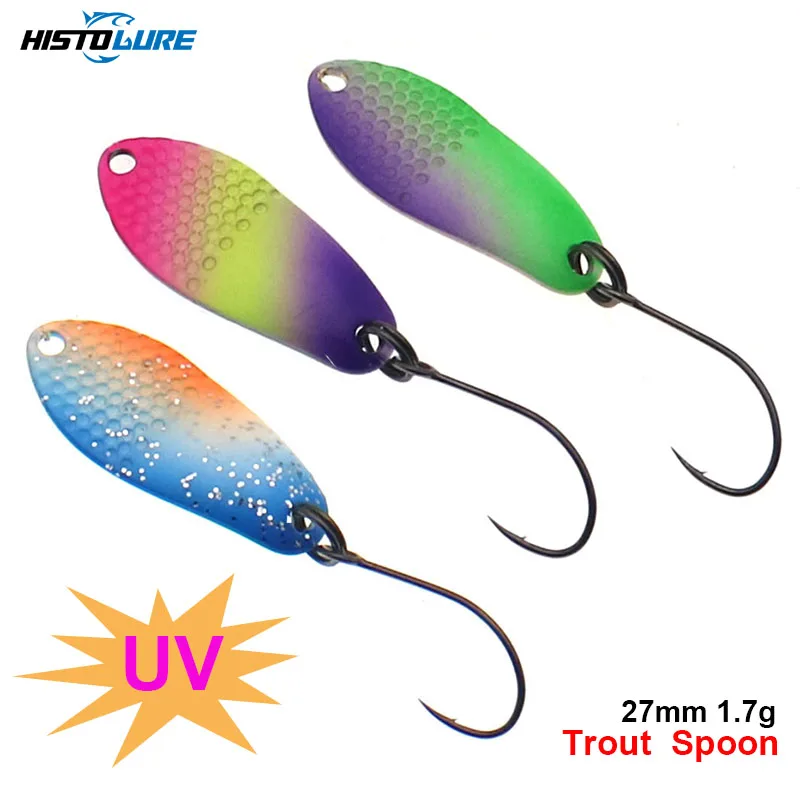 HISTOLURE 1.7g 27mm  UV Trout  Fishing spoon Lure  Single Hook  Metal Spoon Lures Micro Artificial Bait Bass Perch Spinne