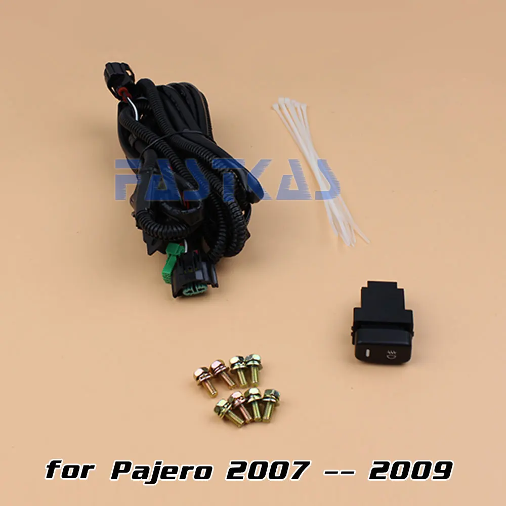 Car Fog Light Assembly for Mitsubishi Pajero 2007 2008 2009 Left & Right Fog Lamp with Switch Harness Covers Fog Lamp Kit