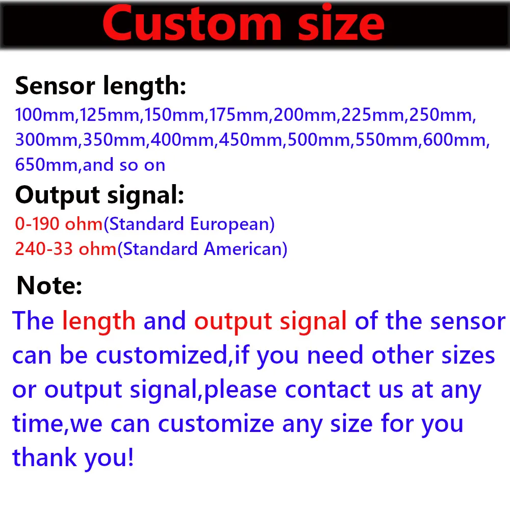 Customized 700mm 750mm 800mm Marine Boat Fuel Level Gauge Sensor for 0-190ohm 240-33ohm Water level Gauge meter auto gauges