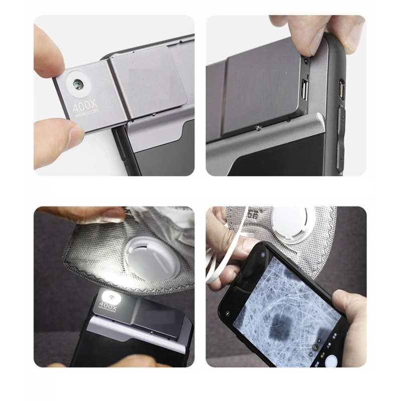 Microscópio de smartphone com lente óptica 400x, para microworld, crianças e adultos, compatível com iphone 13pro/13 pro max, envio direto