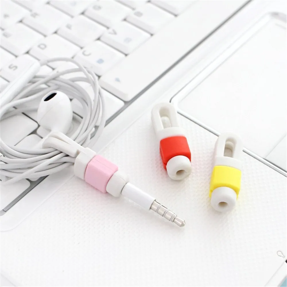 4Pcs Colorful Earphone Cable Saver with Cable Wrap Winder Fixer Holder cord Manager