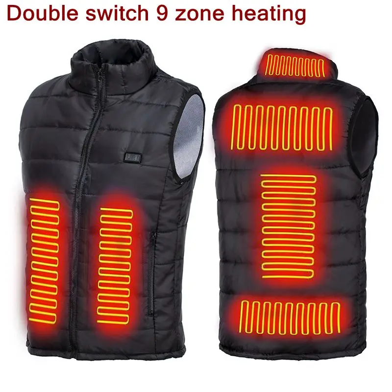 

Men Heated Vest 9 Zones Electric Heated Jackets Men Sportswear Heated Coat Graphene Heat Coat USB Heating Jacket For Camping