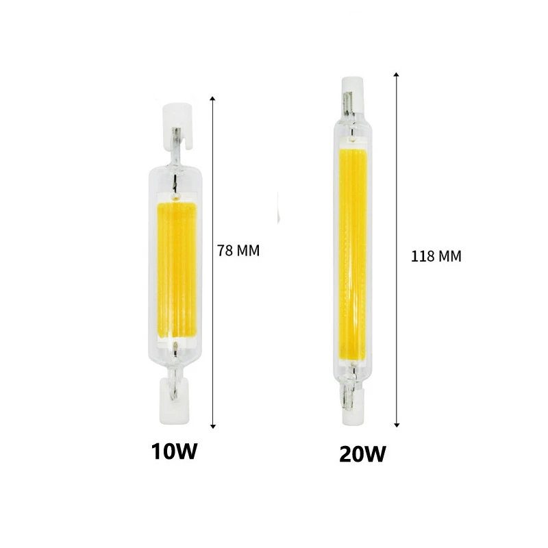 

Dimmable R7S LED COB Light Bulbs Glass Tube Floodlight 78mm 118mm 10W 20W Cool/Warm/Natural White 220V 110V Replace Halogen Lamp