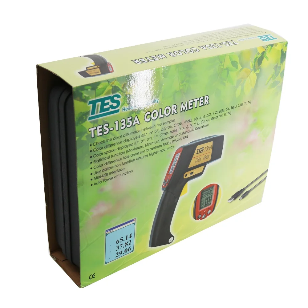 TES-135A Color Meter Color Analyzer,Portable Color Difference Meter( LCD Display ), Mini-USB Interface,AUto Power Off Function.