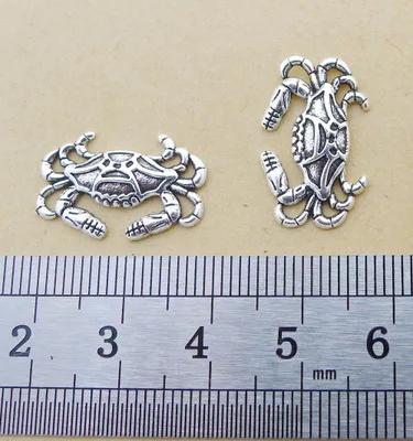 20 Pieces/Lot 20x12mm Crab Charms Antique Silver Color Animal Crab Pendants for DIY Jewelry Making Charm