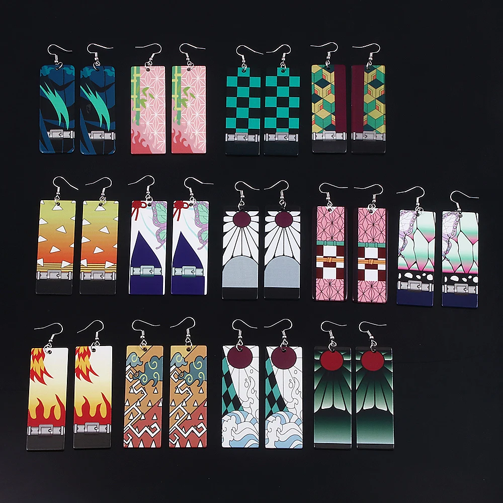 Anime Demon Slayer Acrylic Earrings Kimetsu no Yaiba Tanjirou Nezuko Shinobu Kyoujurou Muichirou Drop Earrings for Women Jewelry