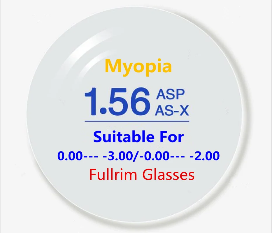 Quality Optical Myopia Lenses UV400 for Small FullrimFrame Prescription 1.56 1.60 1.67 1.74 Index 70MM Diameter