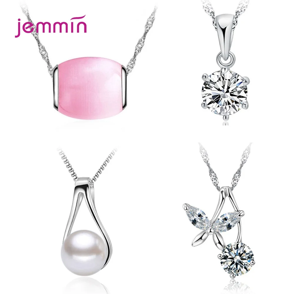 4 Pcs/Lot Real 925 Silver  Pendant Necklace For Women New Bijoux Statement Necklaces Collier Fashion Jewelry Combination