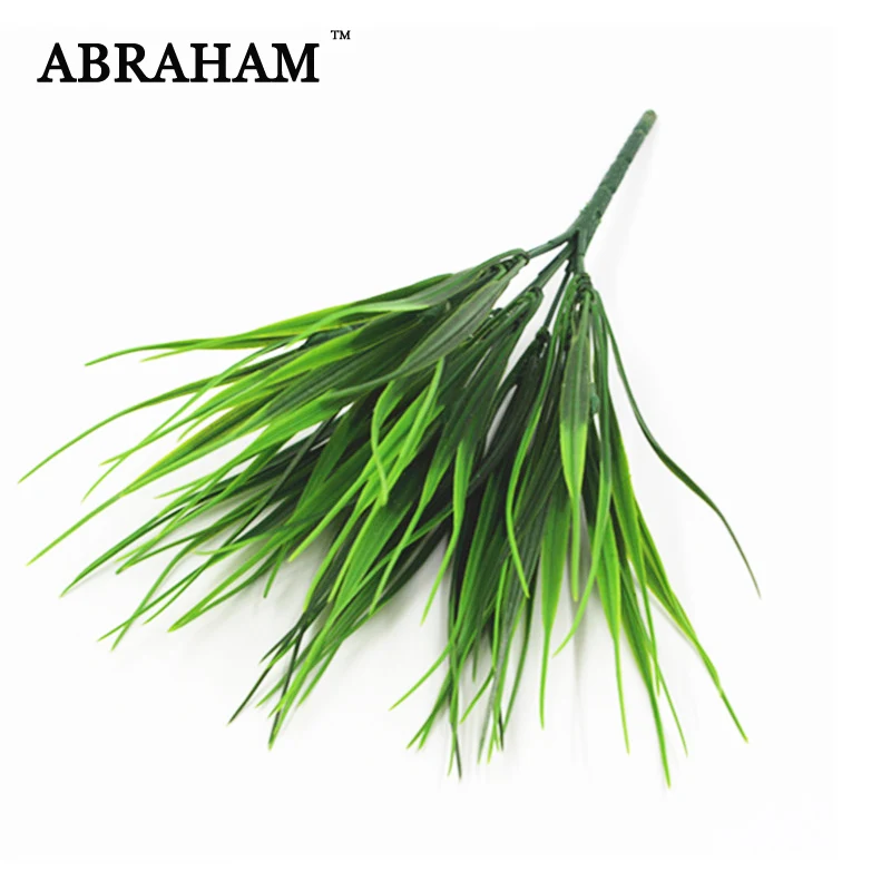 28cm 7 Fork Plastic Leaves Branch Artificial Onion Grass Bouquet Green Plants Branch Fake Seedling For Leaf Wall Home decoration