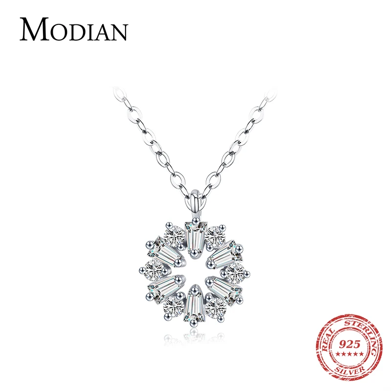 Modian prawdziwe 925 Sterling Silver szczęście wisiorek w kształcie płatka śniegu naszyjnik dla kobiet biżuterii 2021 nowy Bijoux dziewczyna boże narodzenie prezenty