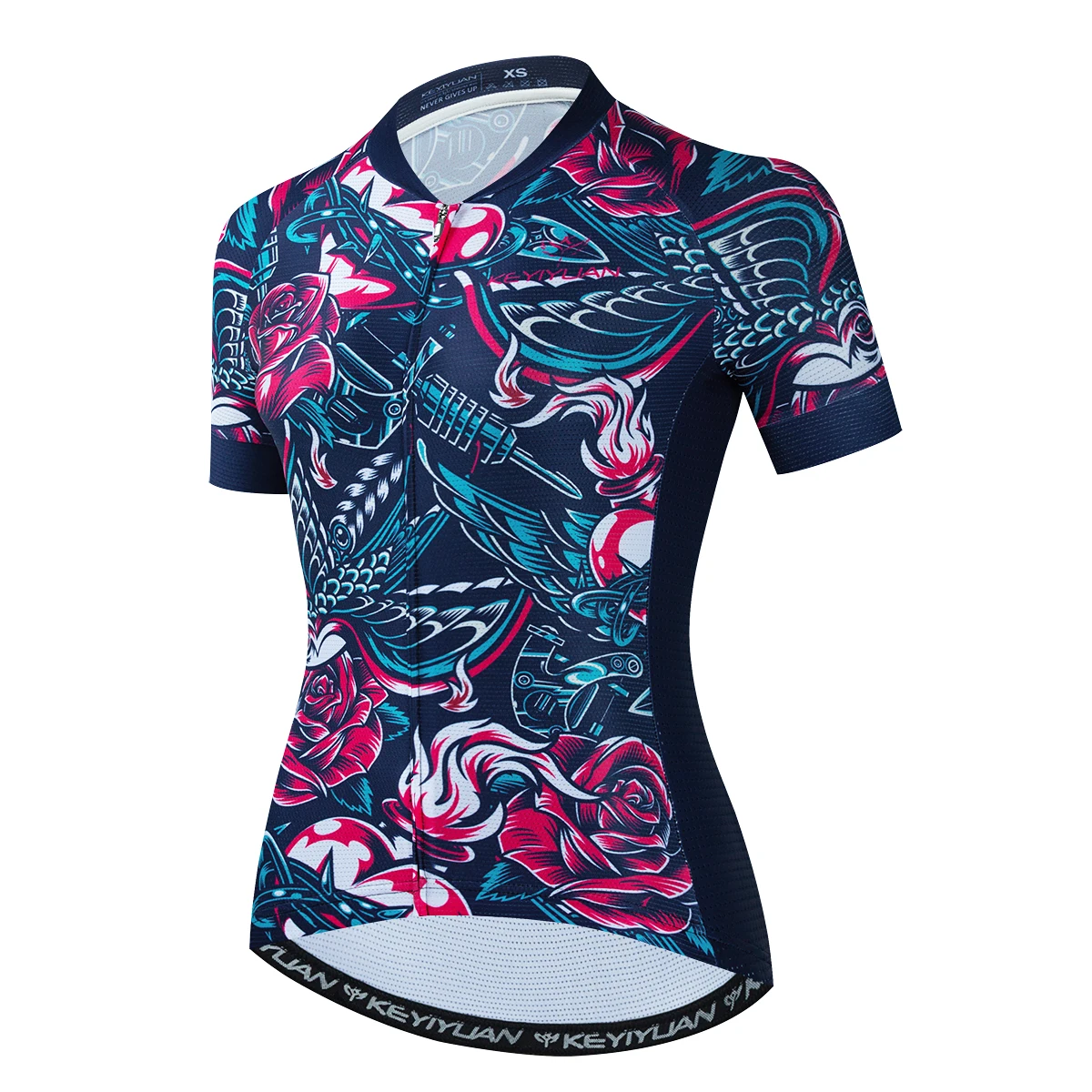 

KEYIYUAN 2023 Women's Retro Cycling Shirt Short Sleeve Bicycle Tops MTB Clothing Bike Jersey Ciclismo Mujer Camisas Ciclista