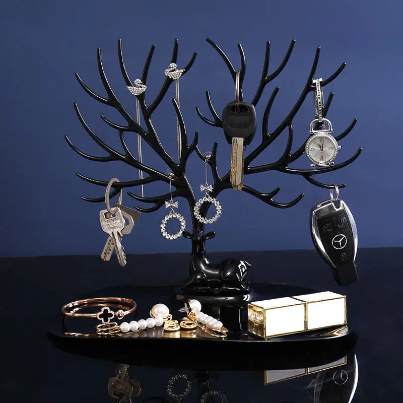 Christmas Tree-Shaped Plastic Key Hook Display Stand Detachable Kitchen Hook Home Decoration Storage Box Simple Style Gift