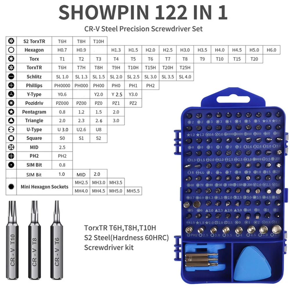 Jeu de tournevis de précision 135/122/25 en 1, bricolage Kit d'outils de réparation pour fixer téléphone portable PC montres lunettes et autres appareils électroniques,