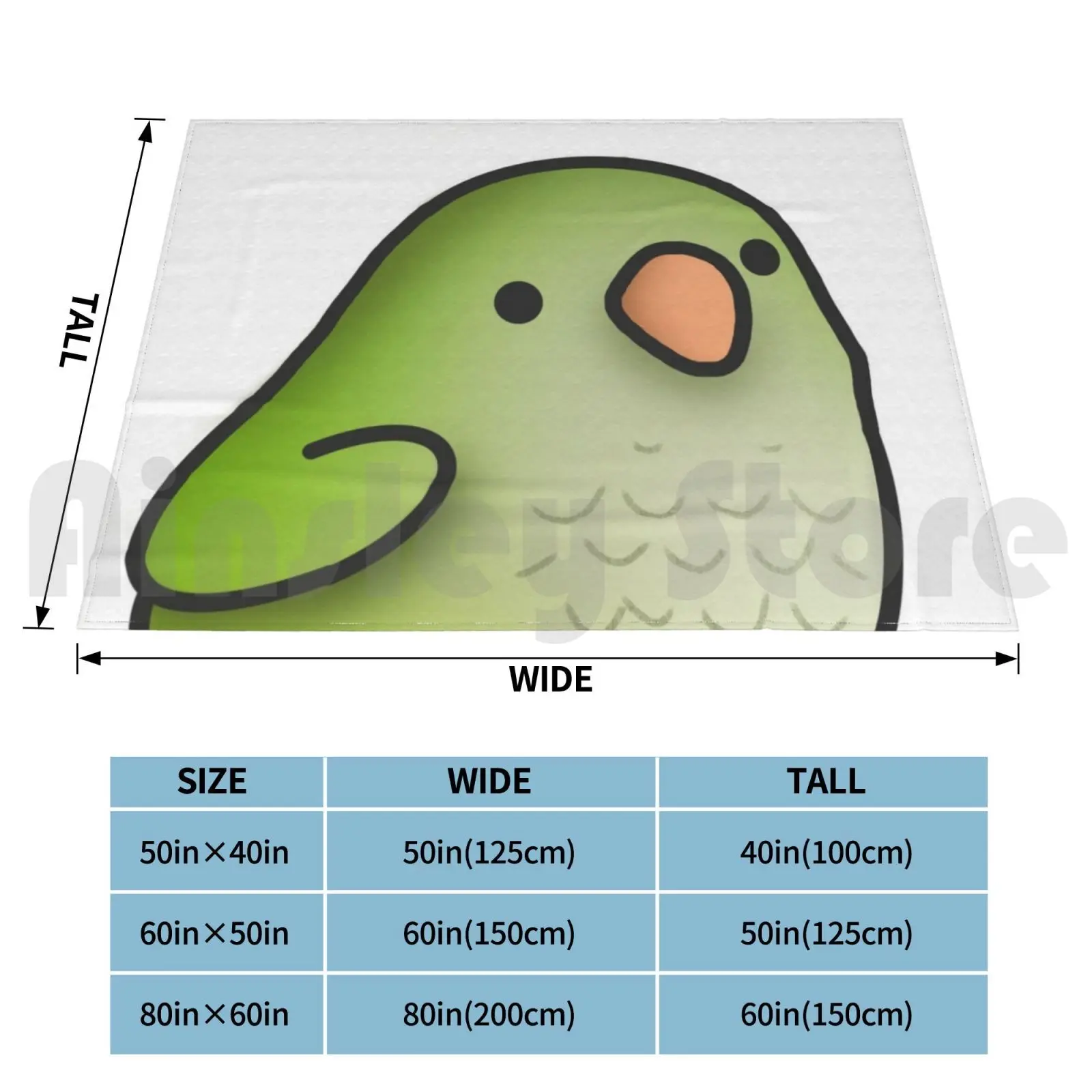 Parrot Blanket Fashion Custom Parrot Parrot Bird Animal Pet Pets Cute Cute Animals Green Natural Aesthetic
