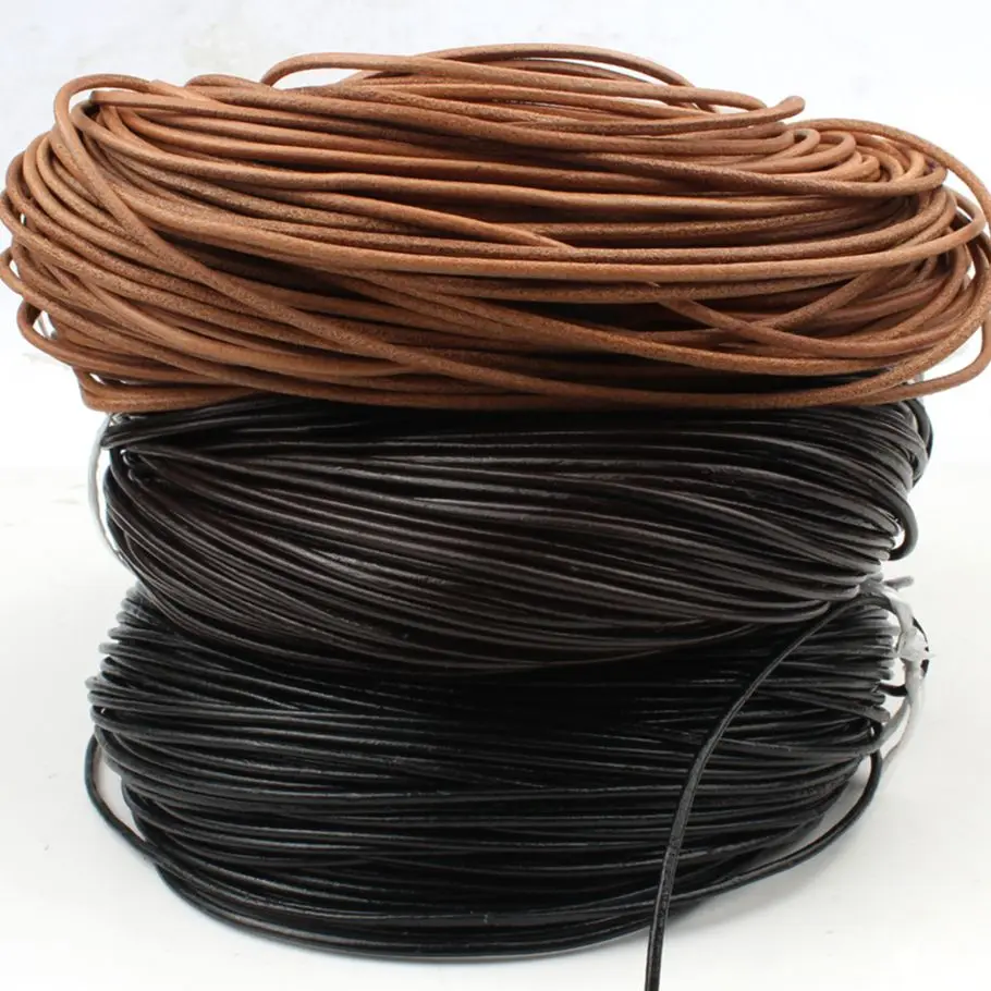 5 Meters Genuine Cow Leather Cords 1mm 1.5mm 2mm 3mm Round Thong Rope For Jewelry Making DIY Leather Bracelet Necklace String