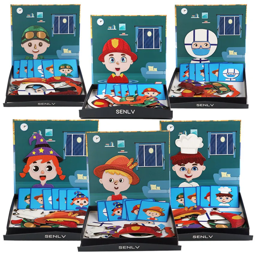 

Children DIY Creative Facial Features Puzzle Fun Stickers Dress Up Magnetic Puzzles Board Game Educational Toy For Kids Learning
