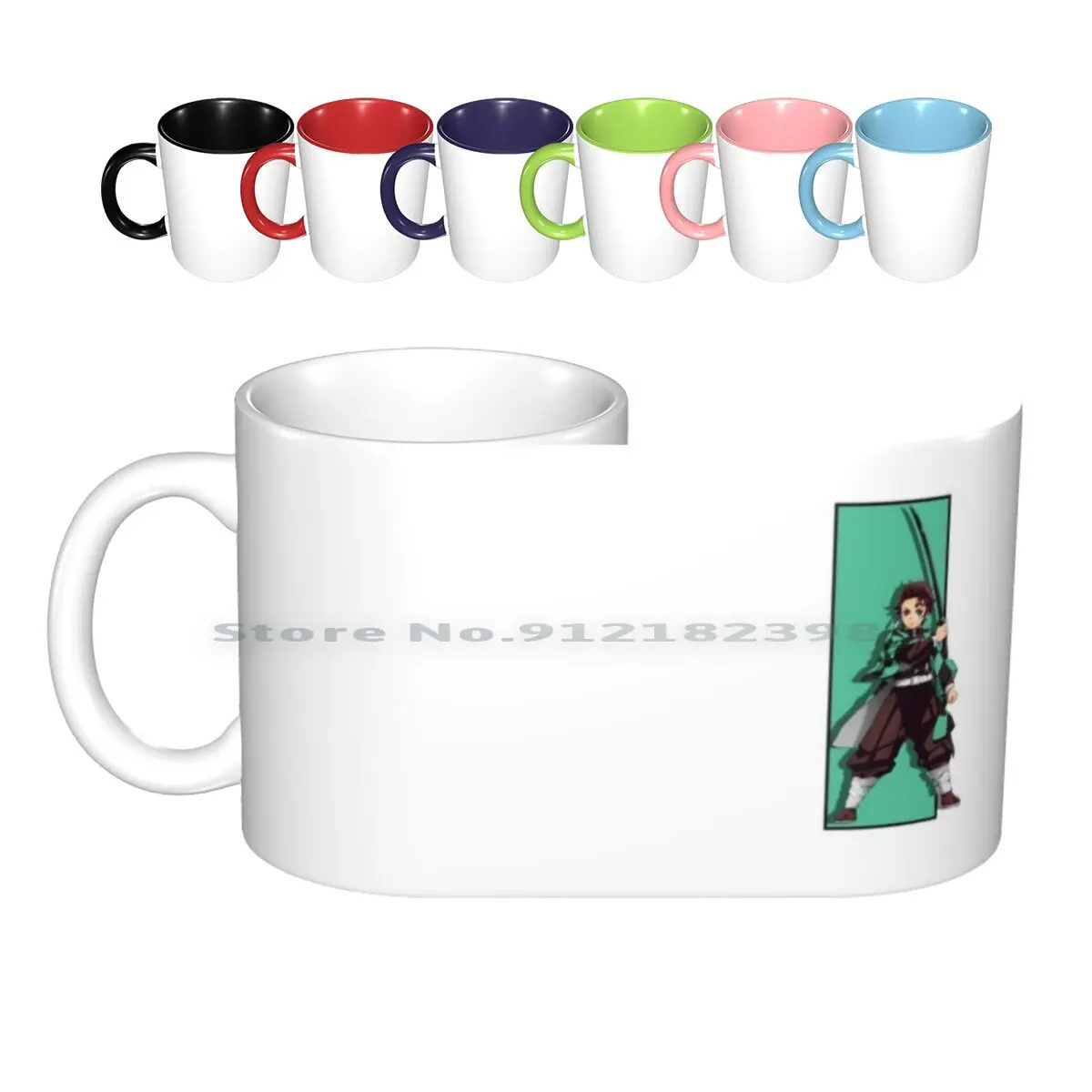 Tanjiro-Demon Ceramic Mugs Coffee Cups Milk Tea Mug Tanjiro Demon Weeb Anime Creative Trending Vintage Gift Bottle Cup