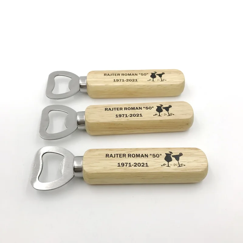 35/36PCS Personalization Wedding Gift Customizable Stainless Steel Bottle Opener with Wood Handle Custom Printing LOGO